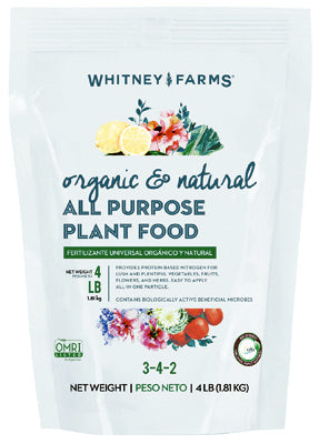 Whitney Farms 10101-10001 4 Lb Organic & Natural All Purpose Plant Food 3-4-2
