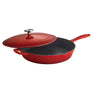 12 in Enameled Cast-Iron Series 1000 Covered Skillet - Gradated Red