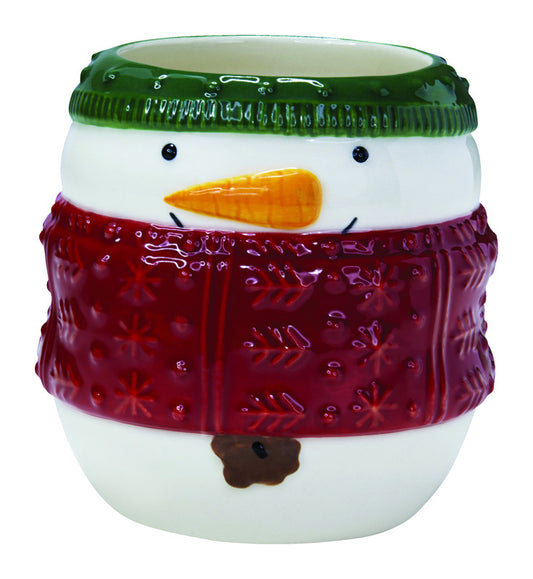 Hallmark White/Green/Red Ceramic Snowman Mug Christmas Decoration 4 W x 4 L in. (Pack of 4)