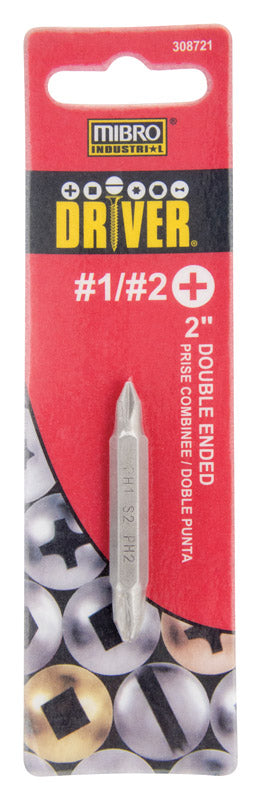 Mibro Phillips #1 and #2 in. X 2 in. L Double-Ended Screwdriver Bit S2 Tool Steel 1 pc