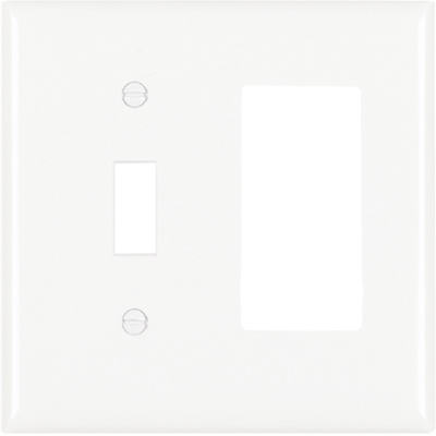 White 1-Toggle & 1 Decorator Opening Nylon Wall Plate