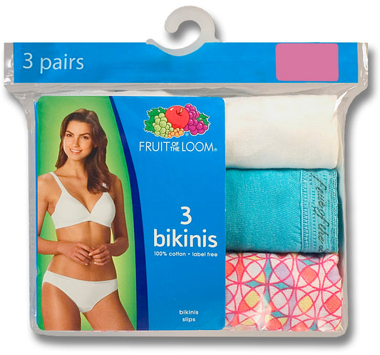 Fruit of the Loom 3DBIKAS SZ 7 Size 7 Women's Cotton Bikini Panty 3 Count (Pack of 2)