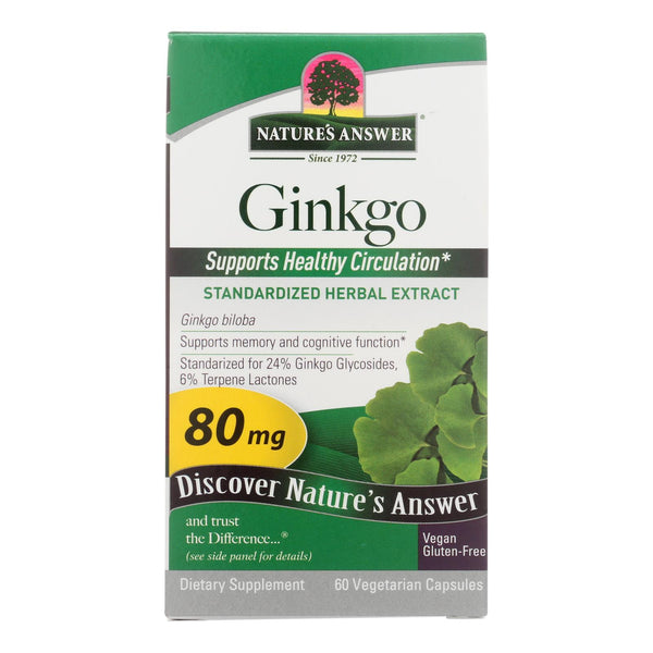 Nature's Answer - Extracto de hoja de ginkgo - 60 cápsulas vegetarianas