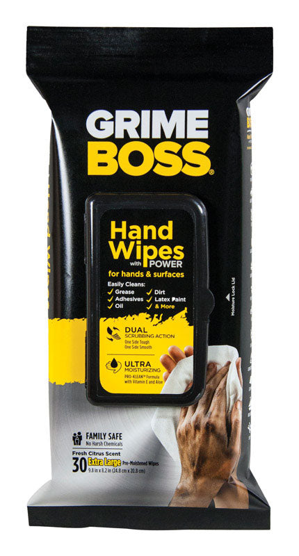 Grime Boss Fiber Blend Cleaning Wipes 9.8 in. W x 8.2 in. L 30 pk (Pack of 12)