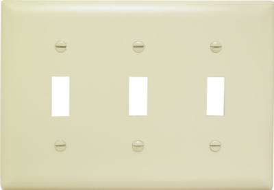 TradeMaster  Thermoplastic Wall PlateCC of 123 Gang of 3 Toggle Switch OpeningsIvory