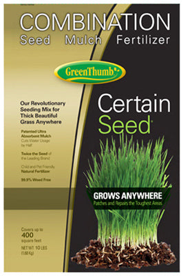 Certain Seed Premium Grass Seed, Fertilizer & Mulch in One, Southern, 10-Lbs., Covers 200 Sq. Ft.