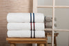 LINIM 3-Pcs Towel Set 100% Cotton White With Lines; Bath, Hand & Washcloth Gray 