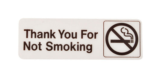 Hy-Ko English Thank You for Not Smoking Sign Plastic 3 in. H x 9 in. W (Pack of 5)