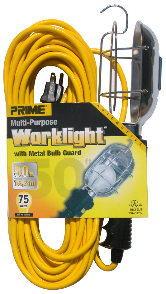 Prime TL010630 50' 16/3 SJTW Yellow Work Light With Metal Guard