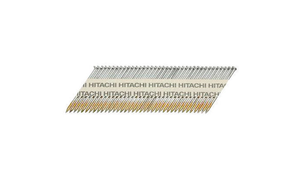 Clavos para armazón en tiras en ángulo Hitachi de 3-1/4 pulg., calibre 10, vástago liso de 30 grados, paquete de 2500