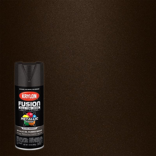 Krylon Fusion All-In-One Metallic Oil Rubbed Bronze Paint + Primer Spray Paint 12 oz (Pack of 6).