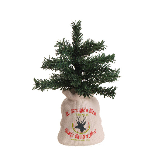 Celebrations  Magic Reindeer Feed Sack with Tree  Christmas Decoration  Polyresin  7 in. 1 pk (Pack of 8)