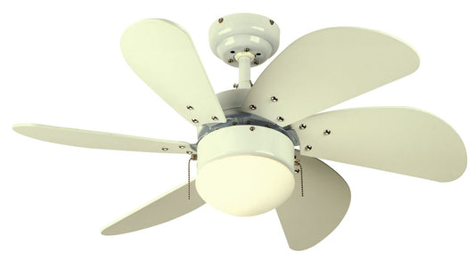 Westinghouse 7814565 30 White Six Blade Ceiling Fan With Opal Globe