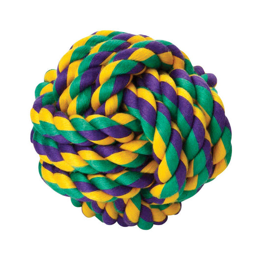 Multipet Nuts for Knots Multicolored Cotton Rope Ball with Tug Dog Toy Medium 1 pk
