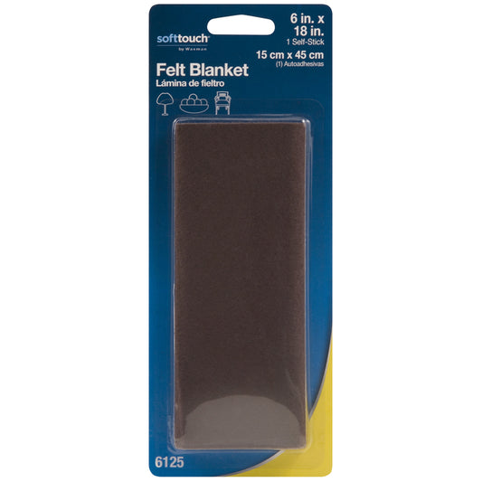 Softtouch Felt Self Adhesive Protective Pad Brown Rectangle 6 in. W X 18 in. L 1 pk