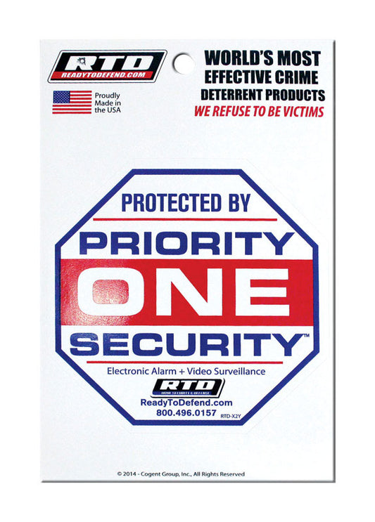 Ready to Defend RTD Security Series English Priority One Security Window Decal Vinyl 5 in. H x 5 in. W (Pack of 12)