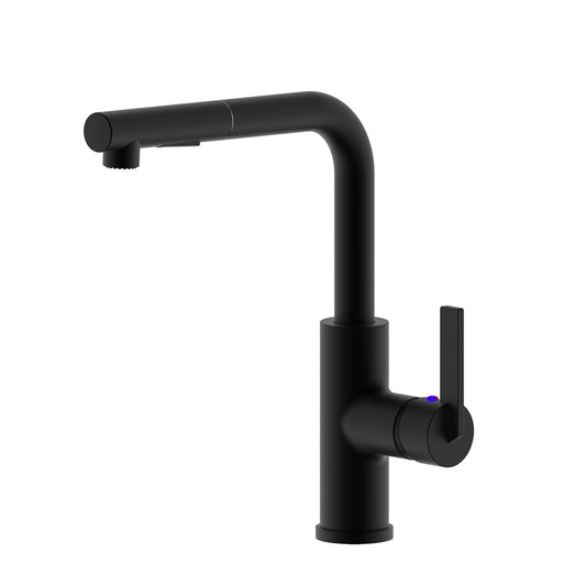Ultra Faucets Hena One Handle Matte Black Pull-Out Kitchen Faucet