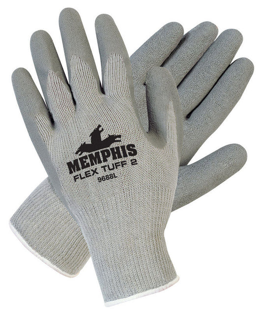 MCR Safety Flex Tuff Unisex Coated Gloves Gray L 1 pair