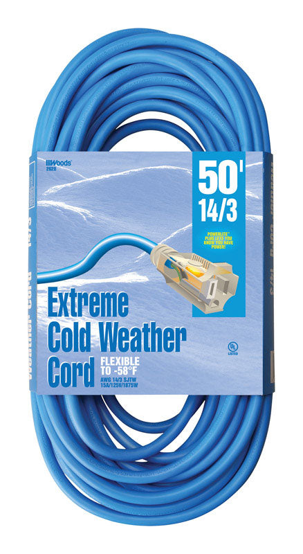 Woods Indoor or Outdoor 50 ft. L Blue Extension Cord 14/3