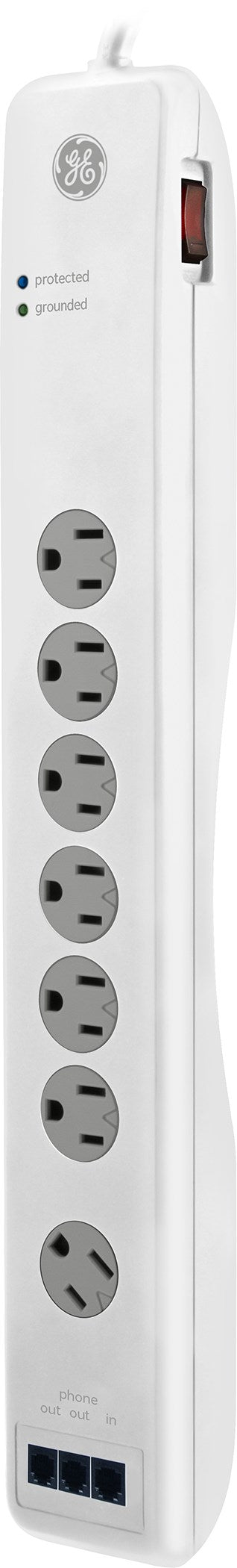 GE Jasco 14093 7 Outlet 1500 Joule White Surge Protector                                                                                              
