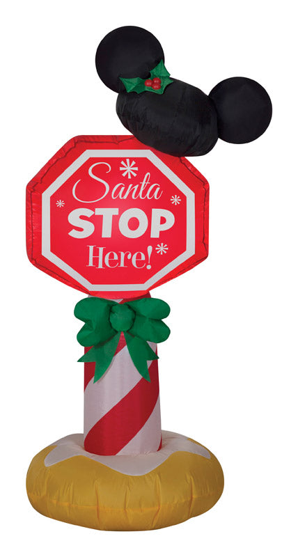 Gemmy  Mickey Ears Stop Sign  Christmas Inflatable  Multicolored  Fabric  1 pk