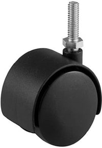 Dual-Wheel Caster, Threaded Stem, Black, 2-In.