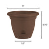 Bloem Lucca 8.8 in. H X 10 in. D Plastic Planter Chocolate (Pack of 6)