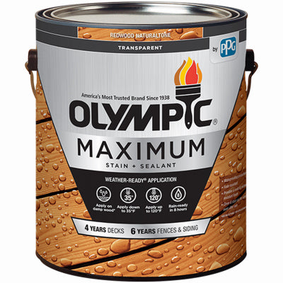 Olympic Maximum Semi-Transparent Redwood Stain and Sealer 1 gal. (Pack of 4)
