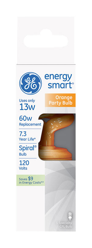 GE  Energy Smart  13 watts T3  4.9 in. L CFL Bulb  Orange  Decorative  1 pk