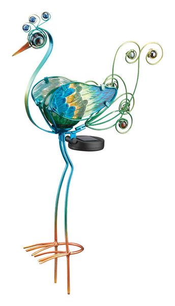 Regal Art & Gift Glass/Metal Green 21 in. H Peacock Solar Garden Stake (Pack of 12)