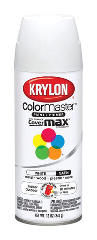 Krylon  Colormaster  Satin  White  Spray Paint  12 oz.