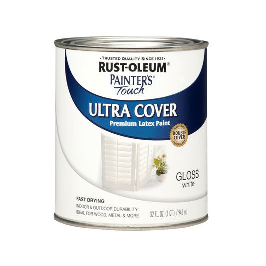 Rust-Oleum Painters Touch Ultra Cover Gloss White Paint Indoor and Outdoor 250 g/L 1 qt.