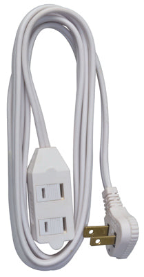 Extension Cord, 16/2 SPT-2 Low Profile Polarized Slender Plug, White, 11-Ft.