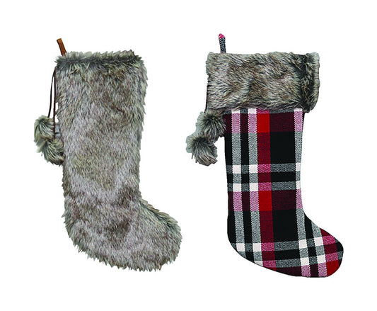 Dyno Flannel & Fur Stocking Assorted Polyester 1 pk (Pack of 12)