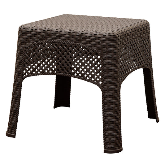 Adams Square Brown Polyresin Woven Side Table