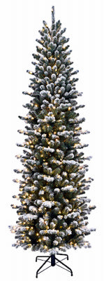Artificial Pre-Lit Christmas Tree, 450 Clear Lights, Feel Real Snowy Sheffield Spruce, 7.5-Ft.