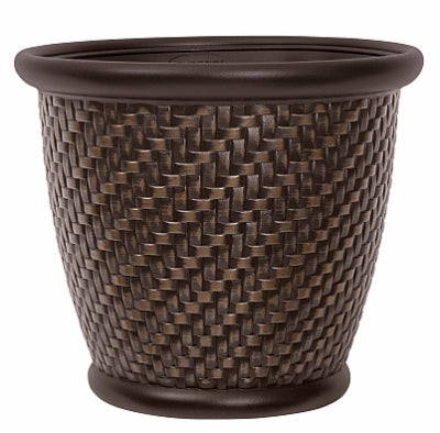 Suncast Brown/Bronze Plastic Shaded Wicker Blow Molded Resin Planter 16.5 H x 18 D in.
