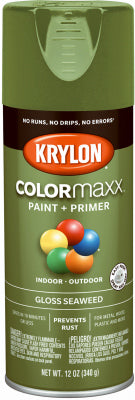 COLORmaxx Spray Paint + Primer, Gloss Seaweed, 12-oz. (Pack of 6)