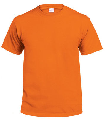 T-Shirt, Short-Sleeve, Safety Orange Cotton, Medium (Pack of 2)