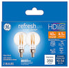 GE Lighting 45710 4 Watt E12 G16.5 Clear Daylight LED Dimmable Refresh HD Light Bulbs 2 Count