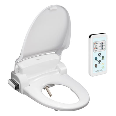 SmartBidet Electric Bidet Toilet Seat with Remote, Round, White