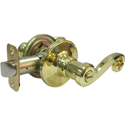 Reversible-Scroll Privacy Lockset, Polished Brass
