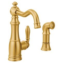 Brushed gold one-handle high arc kitchen faucet