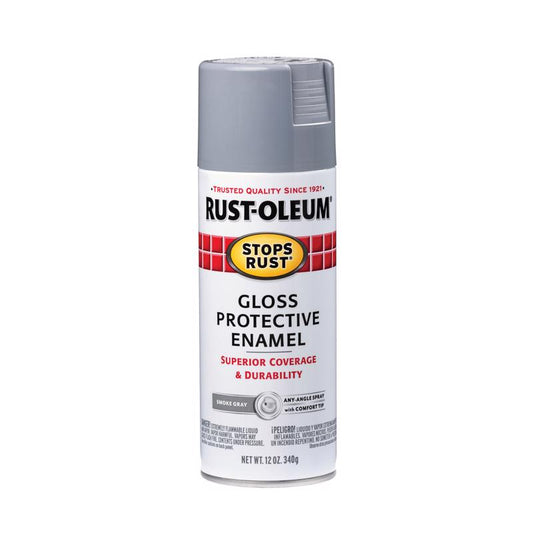 Rust-Oleum Stops Rust Gloss Smoke Gray Spray Paint 12 oz. (Pack of 6)