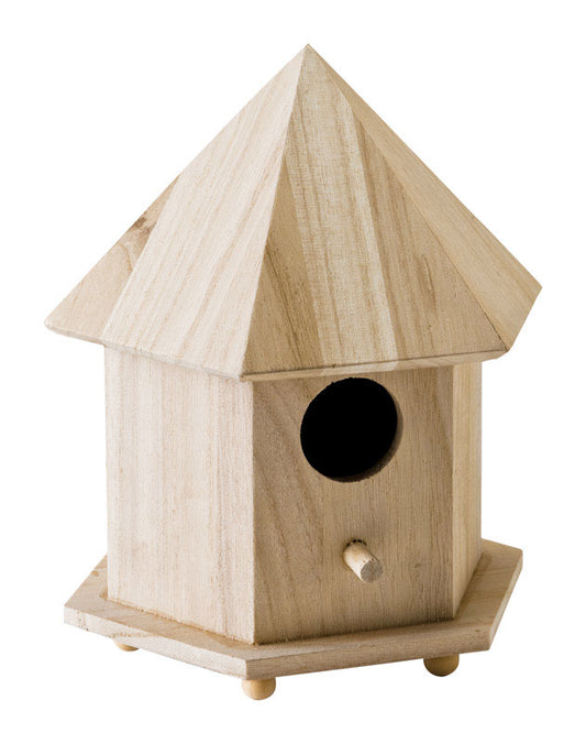 Plaid 6.75 In. H X 9 In. W X 5.75 In. L Natural Beige Wood Gazebo Birdhouse (Pack Of 2)