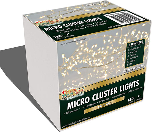 180l Micro Cluster Light- 7' Grn Wire/Warm White