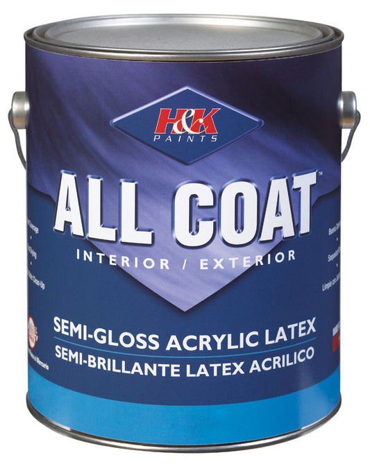 H&K Paint Company Acrylic Latex Paint Interior/Exterior Semi Gloss Basic White 1 Gl (Case of 4)
