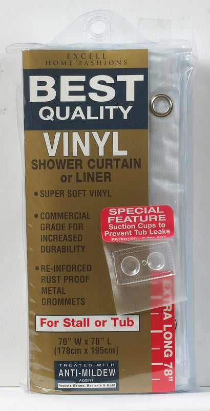 Excell Frosty Super Soft Vinyl Commercial Grade Heavy Duty Shower Curtain or Liner 78 L x 70 H in.