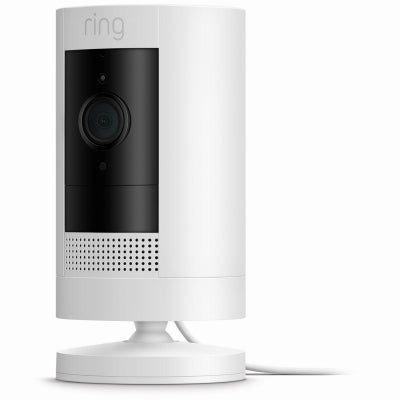 Ring Stick Up Plug-in Indoor and Outdoor White Security Camera