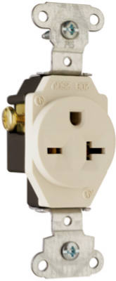 Single Outlet, 2-Pole, 3-Wire Ground, Almond, 20-Amp, 250-Volt